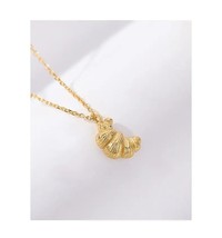 925 sterling silver necklace retro croissant pendant gold plated chain necklaces - £24.08 GBP