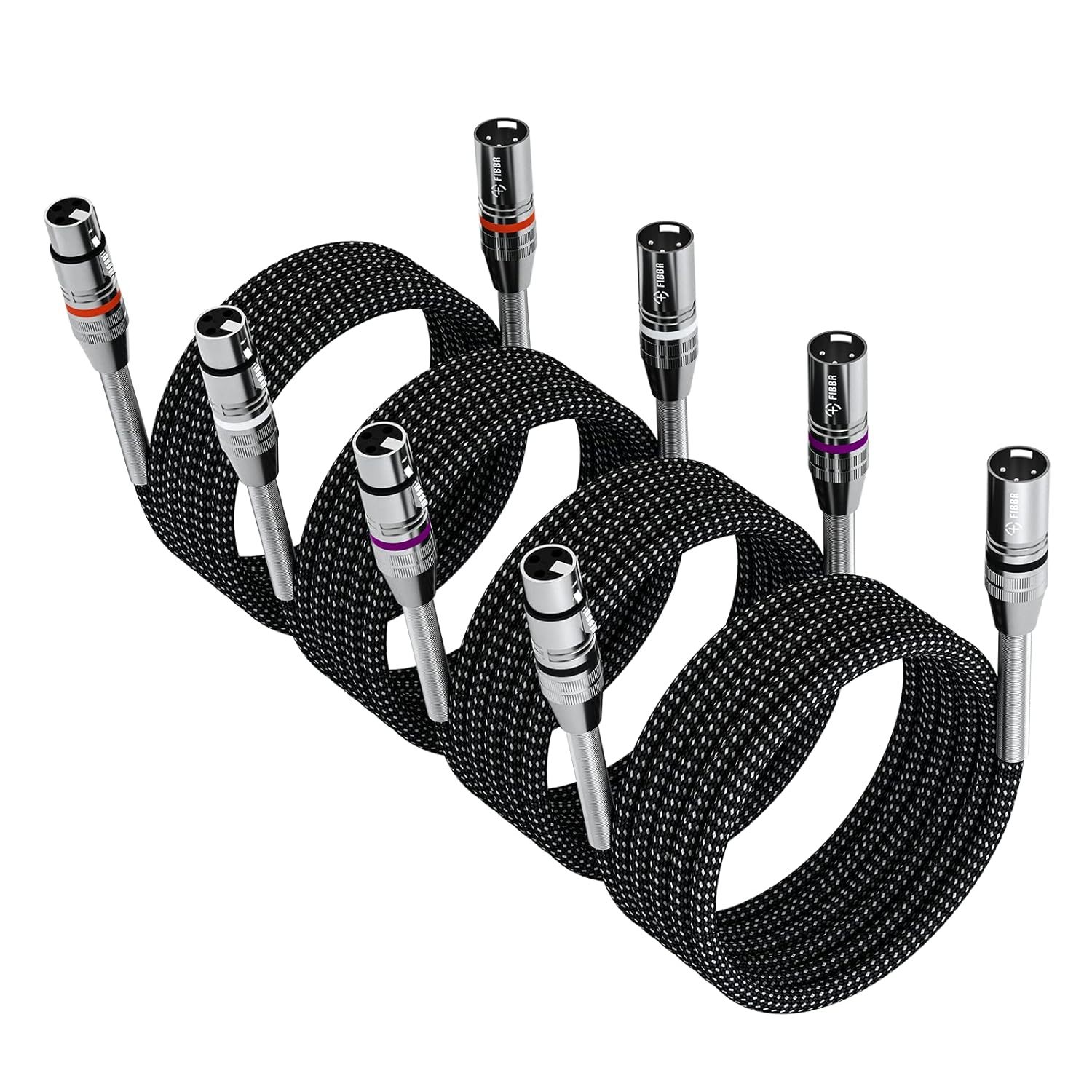 Fibbr Xlr Cable Braided 25Ft-4 Pack, Microphone Cable Male To Female Xlr... - $44.99