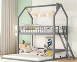 With Extending Trundle And Ladder, Wooden Bunk Bed Frame For Kids Teens ... - $444.99