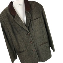 Express Womens Compagnie Internationale M Vtg 90s suede trim Tweed wool Blazer - £23.70 GBP