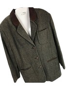 Express Womens Compagnie Internationale M Vtg 90s suede trim Tweed wool Blazer - $29.65