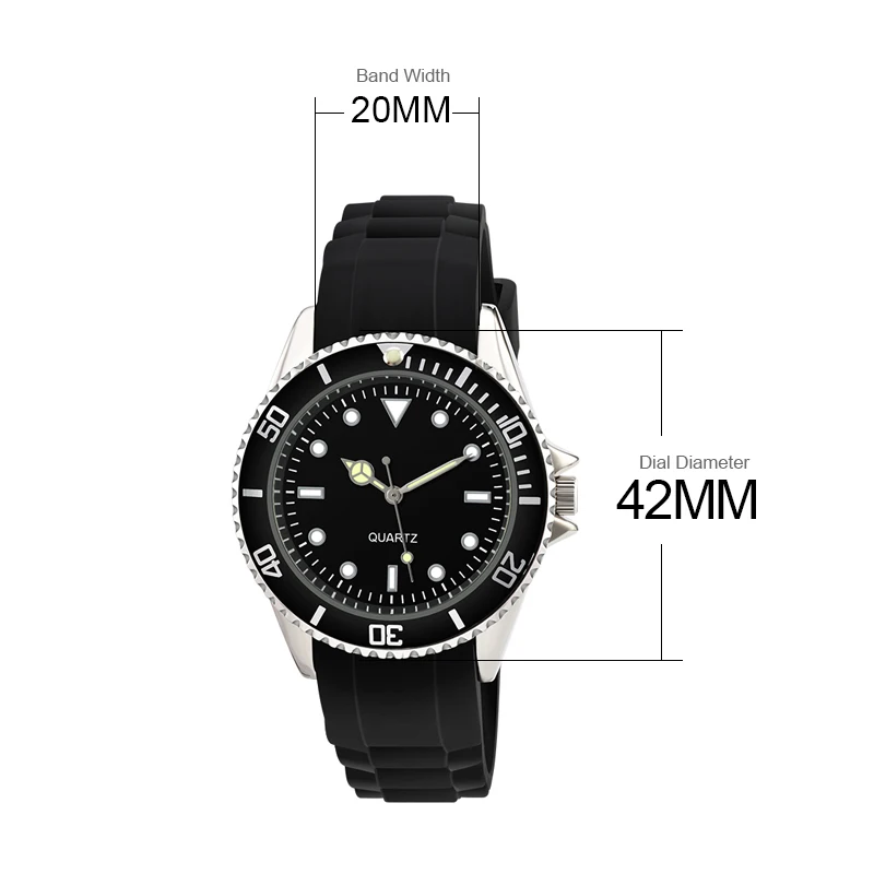 Diver style watch rotating bezel 42mm dial japan movement geneva rubber strap thumb200