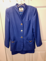 Stunning Vtg Kasper ASL Sz 10 Royal Blue 2 pc. Jacket &amp; Skirt Career  Suit - £25.12 GBP