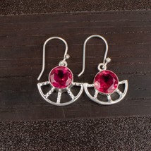 Pink Tourmaline Gemstone 925 Silver Earring Handmade Jewelry Earring 1.40&quot; - £8.99 GBP