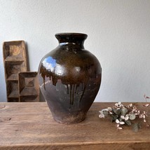 Antique Turkish Terracotta Vase - Vintage Pottery Clay Pot - £175.91 GBP