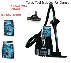 Titan T1400 Turbo Compact Canister With Cord Reel Bagged Hepa Filtered w 12 bags - £135.09 GBP