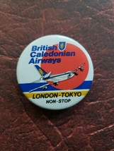 Vintage British Caledonian Airways Non-Stop London-Tokyo Metal Badge Pinback - £13.36 GBP
