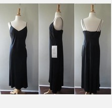 Vintage Y2K 90s Evan Picone sassy Black evening silky strap slip dress 1... - $59.40