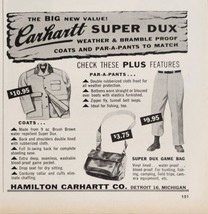 1960 Print Ad Carhartt Super Dux Weather Proof Coats Pants Detroit,Michigan - £11.30 GBP