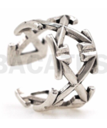 Chrome Silver Cross Adjustable Ring Dutch Designer Rhude Von Hearts/Doub... - £11.99 GBP