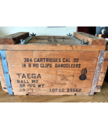 Vintage 1954 Military Army 384 Cartridges .30 Cal Wooden Ammo Crate Box ... - $2,115.75 MXN