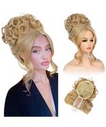 Reecho Honey Blonde Messy Bun Hairpiece Curtain Bangs Curls Curly Updo T... - €17,13 EUR