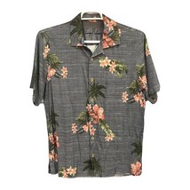 Tommy Bahama Button Up Shirt Mens Sz M Blue Silk Hawaiian Tropical Palm Tree - £17.40 GBP