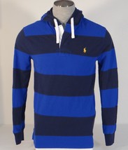 Polo Ralph Lauren Blue Stripe Hooded Long Sleeve Polo Shirt Men&#39;s NWT - £90.42 GBP