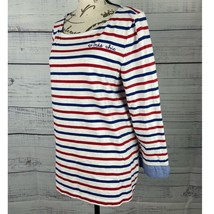 Talbots Tee Shirt Women M Stripe Tres Chic 3/4 Sleeves Scoop Neck Red White Blue - £12.49 GBP