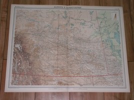 1922 Map Of Alberta Calgary Edmonton Rockies Banff / Saskatchewan Canada - $31.79