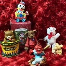 Lot Of Vintage Teddy Bear Ornaments 92 Crayola, 2000 Hallmark, 93 Baseba... - £22.41 GBP