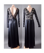 Women Black Lace Victorian Evening Party Backless Long Gown Maxi Dress S... - £22.42 GBP
