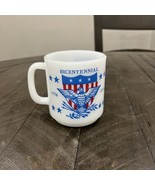 Vintage Milk Glass Bicentennial Coffee Mug USA 1776 1976 Glasbake Americana - $17.81