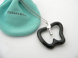 Tiffany &amp; Co Silver Peretti Large Black Jade Apple Necklace 33 Inch Gift... - $1,098.00
