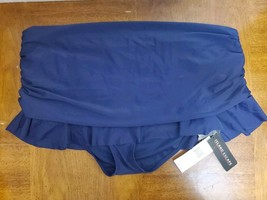 Island Escape Skirtini Navy Blue Ruffled Skirted Tummy Bikini Bottom Size 16 NWT - $12.60