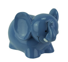 Enchanting Smiling Blue Elephant Childrens Coin Bank - £17.10 GBP