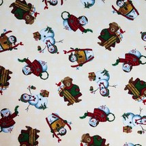 Northwoods Snowmen and Bears Fabric D# 12717 by ADJ 100% Cotton By the Yard - £8.02 GBP