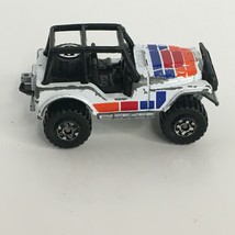 Matchbox Jeep 4x4 Toy Car 1983 White Stripes Open Top Mud Bogger Off Roa... - $2.99