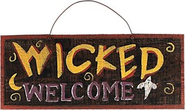 Halloween Welcome Sign Wood Front Door Decor Halloween Decoration for Ho... - £14.93 GBP