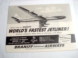 1960 Ad Braniff International Airways World&#39;s Fastest Jetliner - £7.82 GBP