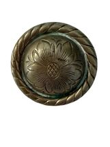 Vintage Floral Concho Belt Buckle Round Western Rope Edge Metal Concho - $14.40