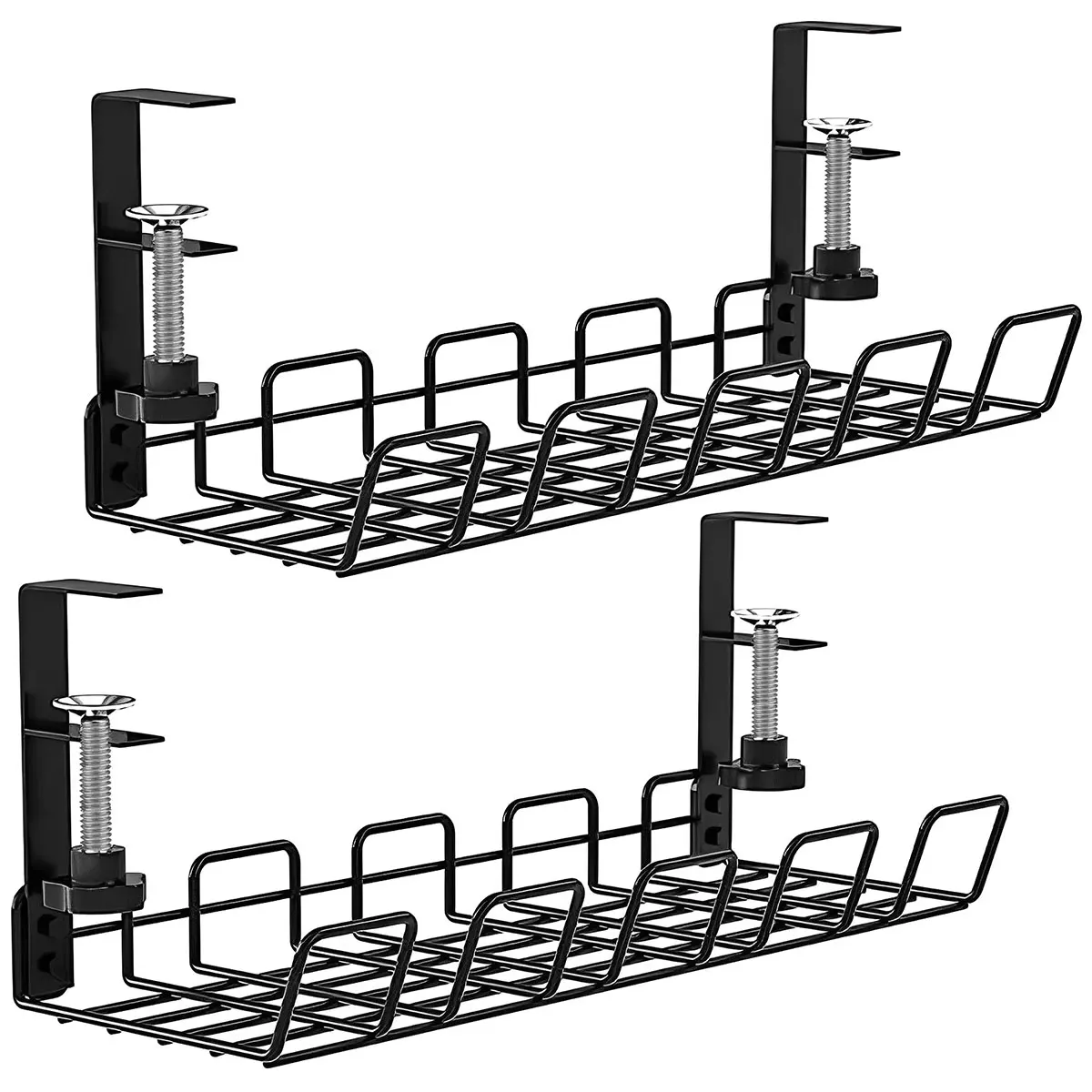 2Pcs Wire Basket Shelf Under Table Storage Rack Desk Cable Under Management Tray - £76.02 GBP
