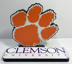 CLEMSON TIGERS LICENSED SHELIA&#39;S NCAA FOOTBALL WOOD PLAQUE/SIGN - £19.97 GBP