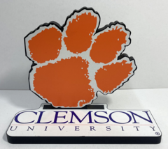 CLEMSON TIGERS LICENSED SHELIA&#39;S NCAA FOOTBALL WOOD PLAQUE/SIGN - £19.19 GBP