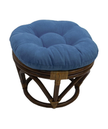 18-Inch round Solid Micro Suede Tufted Footstool Cushion-Color:Indigo - $837.14 MXN