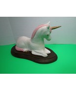 Vintage 1992 Large 9 x 13 Inch Wood Unicorn Statue Wood Base Detailed - £19.93 GBP