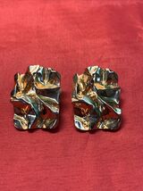 Vintage Gold Tone Abstract Ornate Square Dangle Drop Earrings Estate Jew... - $9.89