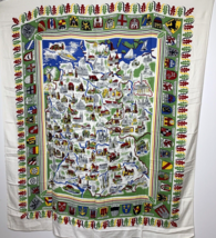 Vintage Germany Map Tablecloth Cities Coats of Arms Crests 56x51 in 142x130 cm - £23.25 GBP