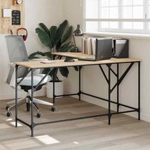 Industrial Wooden Home Office L-Shape Corner Computer Desk Table Metal F... - £90.07 GBP+