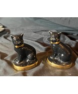 Pair of Two 2 Old Vintage Irish Ceramic Black Cat Kitten Statue Figurine... - $84.66 CAD