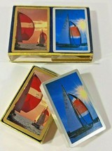 2 Decks Vintage Congress Playing Cards Sail Boats Cel-U-Tone Finish Complete - £21.36 GBP