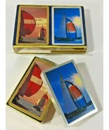 2 Decks Vintage Congress Playing Cards Sail Boats Cel-U-Tone Finish Comp... - £21.03 GBP