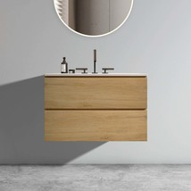 30&quot; Oak Floating Bathroom Vanity with Sink - $432.99