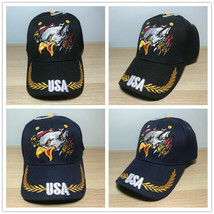 USA Embroidered on Bill Eagle Claw Flag Cap Hat (Black) - $18.11