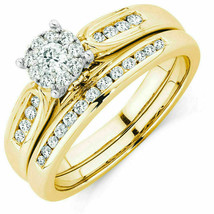 10k or Jaune Plaqué .62Ct Simulé Bague de Fiançailles Diamant Rond - £105.18 GBP