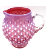 Fenton Art Glass Blue Pink OPALESCENT HOBNAIL PITCHER 4.75&quot; Clear Handle... - £46.92 GBP