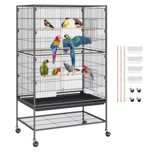 VEVOR 52 inch Standing Large Bird Cage Wrought Iron Flight Bird Cage Rolling - £128.68 GBP