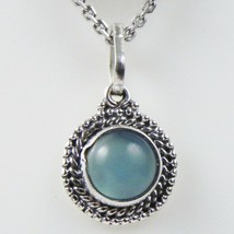 Solid 925 Sterling Silver Blue Chalcedony Pendant Necklace Women PSV-1048 - £27.45 GBP+