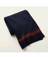 Ralph Lauren Cable 100% Cashmere Plush Throw Blanket navy Bordeaux NWT $595 - $239.95
