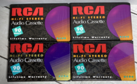 RCA Blank Cassette Tapes Audio-New Sealed-90 Minute Hi-Fi 4 Tapes - $15.83